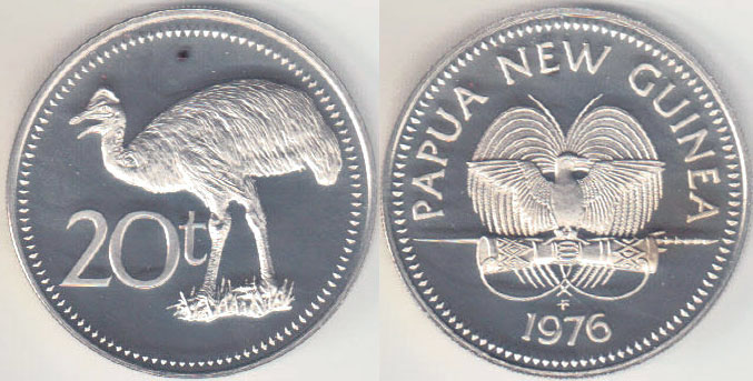 1976 Papua New Guinea 20 Toea (Proof) A005519